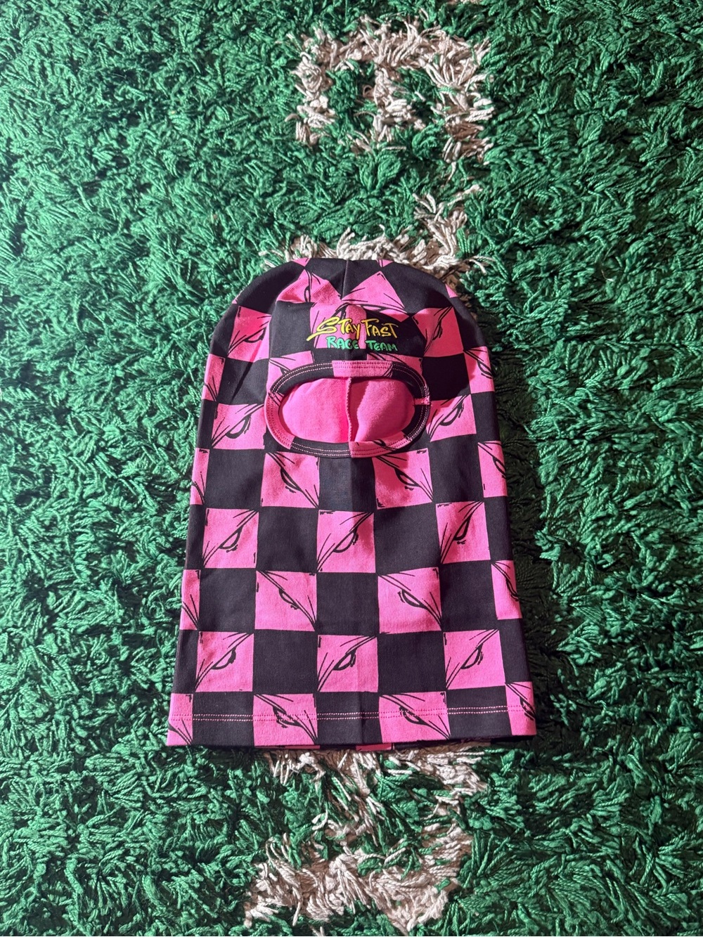 Betty Fast Pink & Black Checkered Balaclava Face Mask